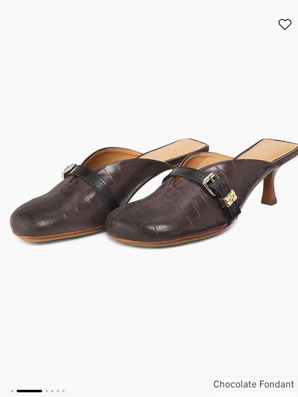 Ganni Chocolate  Sue Crocodile embossed Leather Mule heels
